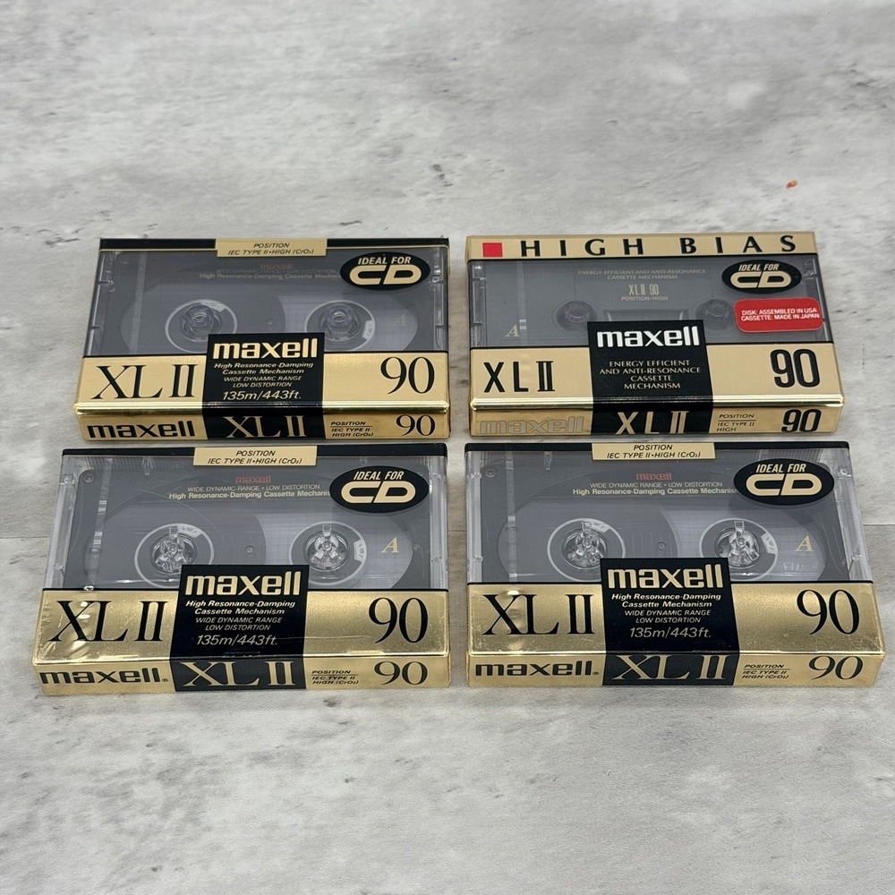 Maxell XLII 90 Minute Black Magnetite High Bias Blank Audio Cassette Tape Lot 4